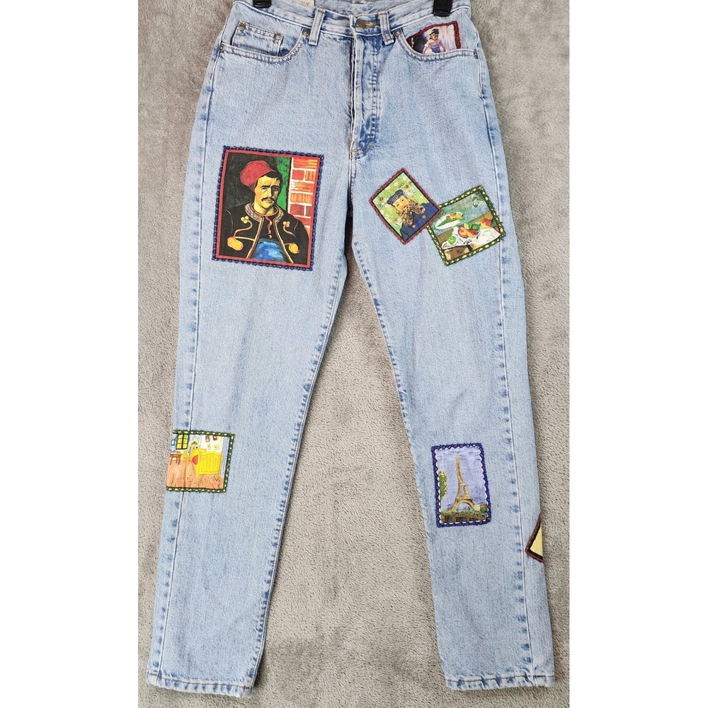 Banana Republic Jeans Womens Size 8 Blue Light Wash‎ Art Patch Button Fly USA